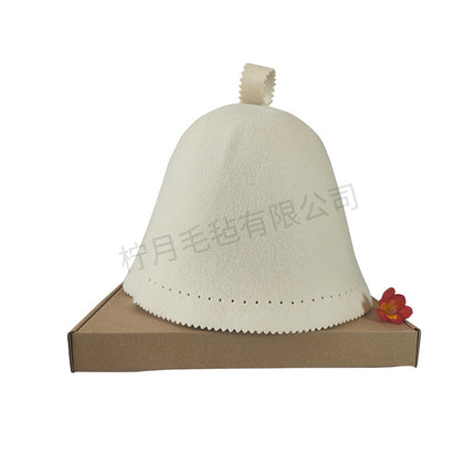 Felt Shower Cap Set Cross-Border Supply Integrated Felt Sheep Sauna Cap White Thermal Insulation