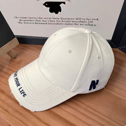 South Korea Simple Embroidered Letter Baseball Cap Women's Spring Korean Style Face Small All-match Sunshade Sunscreen Cap for Men