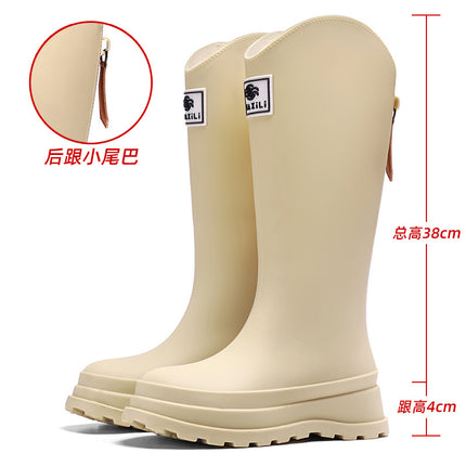 High-Quality, Fashionable, Versatile Non-Slip Rain Boots for Women, Waterproof Long-Tube Women's Rubber Shoes, Red Rain Shoes, Kitchen Water Shoes