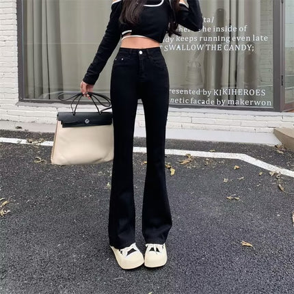 American Retro High Waist Flared Pants Micro-Lar Jeans Women's Spring and Autumn 2024 New Mini Horseshoe Pants Spring and Autumn