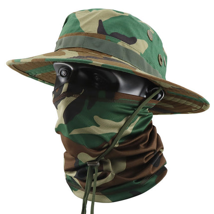 Summer Camouflage Tactical Penny Hat suit Multi-function Magic Hood Fishing Hat Fisherman Hat Sunscreen Breathable Hat