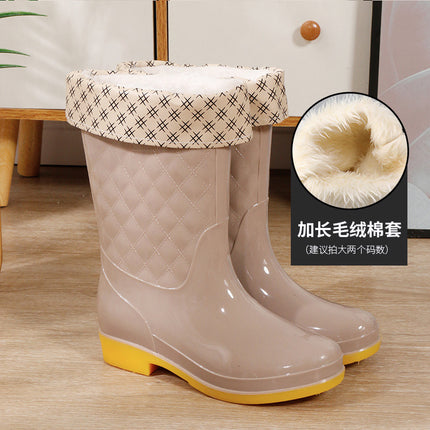 Rain Boots women's new fashion outdoor water shoes women's waterproof non-slip rain boots fleece-lined tendon sole rubber shoes overshoes 2022