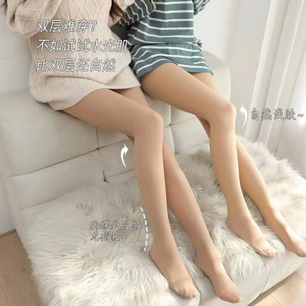 Water-Glossy Leg Socks, Bare-Leg Effect Magic Tool for Women, Autumn and Winter Fleece-Lined Thick Leggings, Natural and Realistic One-Piece Water-Glossy Leggings