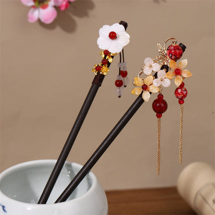 New Year Red Festive Chinese Style Hairpin Palace Style Tassel Walking Hair Hairpin Retro Hanfu Ancient Dress Cheongsam Hair Accessories Women