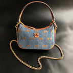 Denim half moon handbag