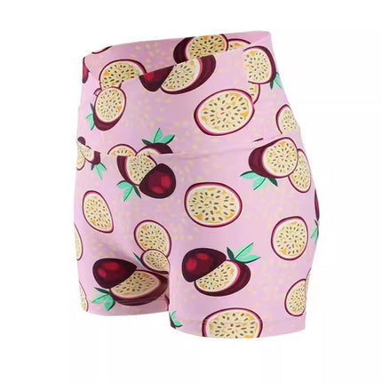 High-Waisted Butt-Lifting Naked-Feel Brushed Yoga Shorts Voxy Printed Summer High-Elastic Quick-Drying Three-Quarter Pants