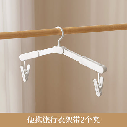 Folding hanger multifunctional clothes hanger portable clothes hanger non-slip thick seamless travel hanger with clip wholesale
