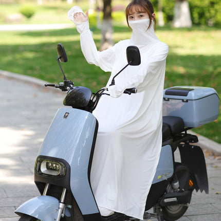 Electric Scooter Sun Protection Clothing for Spring and Summer, Long Style for Riding Electric Motorcycles, Outdoor Travel Sunshade Jacket for Women