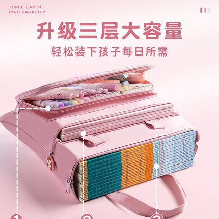Student Handbag Tuttor Learning Carrying Book Bag Primary School Student Canvas Bag Learning Supplies Children Girl Homework File Bag