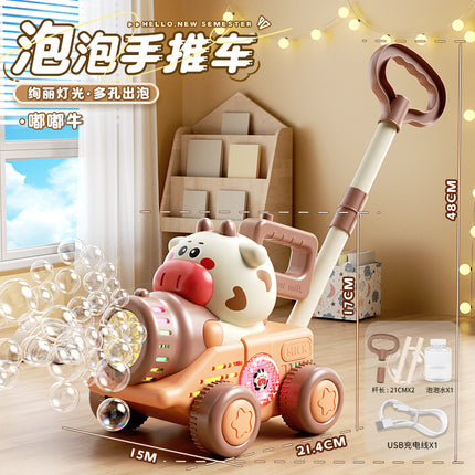 Dinosaur Trolley Bubble Blowing Machine Cute Fun Animal Modeling Children's Walkers Rabbit Push Music Stall Toys
