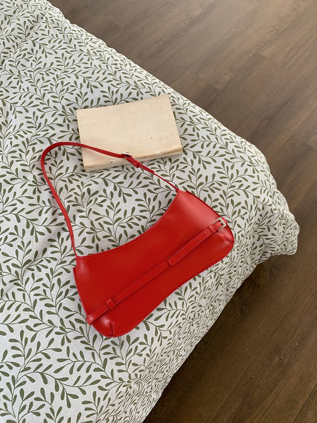 French-Style Niche Bags 2026 New Fashion Shoulder Bag Retro Baguette Bag High-End Underarm Bag Red Wedding Bag
