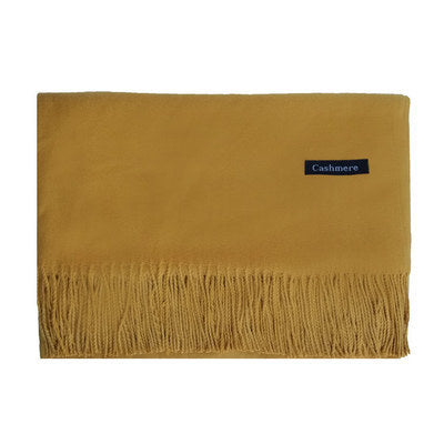 High-End Warm Imitation Cashmere Scarf for Women in Autumn and Winter Pure Color Elegant Versatile Tassel Shawl Fashionable Outer Dual-Purpose Scarf
