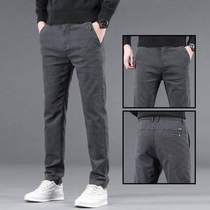 2024 Autumn and Winter Thickened Men's Casual Pants New Style Warm Explosions Straight Slim-fit Business High-end All-match Pants for Men