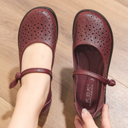 Mom's Shoes for Middle-Aged and Elderly Women, Summer Sandals, New 2026 Model, Non-Slip Soft Sole Women's Leather Shoes, Clogs, Single Shoes