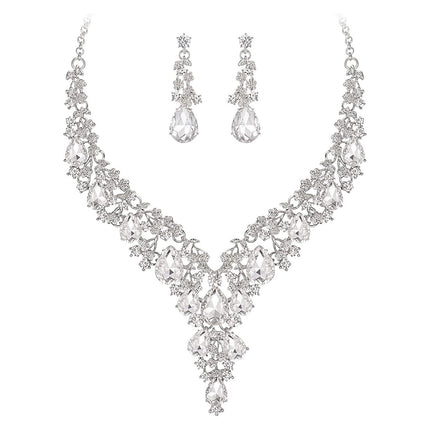Factory Direct Sales of Cross-Border Popular Water Drop Necklace and Earrings Jewelry Sets, Wedding Dresses, Evening Wear, New Jewelry Accessories