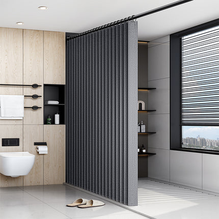 Folding Shower Curtain, Bathroom Partition Curtain, Punch-Free, Waterproof, Imitation Linen Bathroom Curtain, Dry and Wet Separation Manufacturer