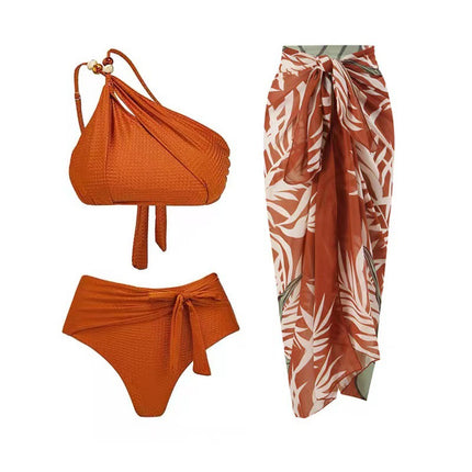 European and American one-piece swimsuit bikini suit bikini conservative belly-covered beach skirt chiffon wrap skirt hot spring swimsuit