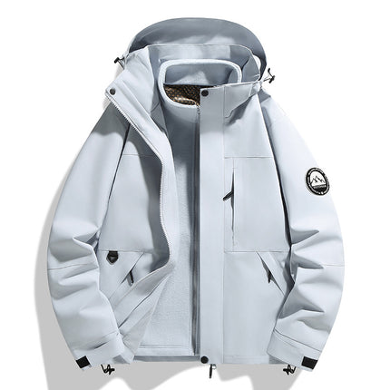 New Outdoor Three-In-One Jacket with Removable Liner, Thickened, Warm, Windproof and Waterproof Mountaineering Jacket for Men