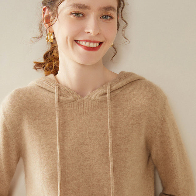 Autumn and Winter Cashmere Hoodie Women's Loose Thin Hooded Knitwear Knitwear Bottoming Outer Wear Sweatshirt Work Clothing Cross-Border