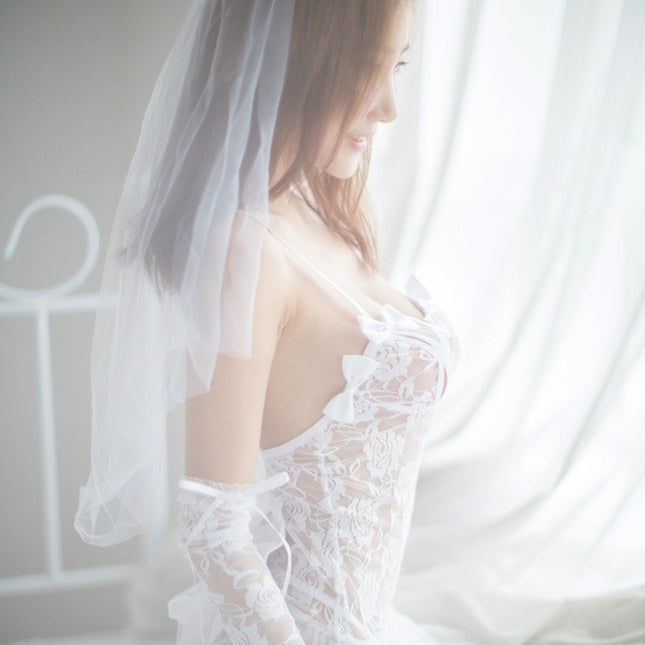 Sexy Underwear Temptation Sexy Veil Wedding Dress Lace White Bride suit Perspective Sweet Bride Uniform Temptation