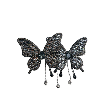 New Original Design Hepburn Style Elegant Butterfly Beads Tassel Clip Broken Hair Bangs Clip 2025 Internet Celebrity