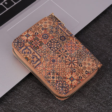 Cross-Border Bohemian Multifunctional Clutch Bag with Multiple Card Slots Wood Grain Wallet Literary Ladies Bag Card Bag Pu Small Bag