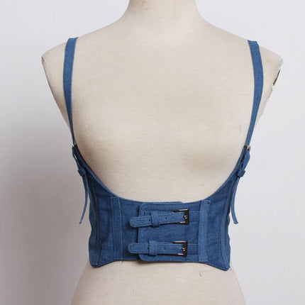 All-match decorative vest strap elastic wide belt women's leather vest camisole waist seal lolita