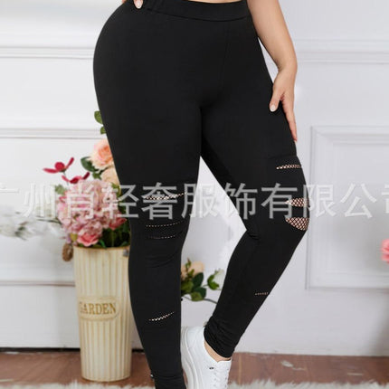 Cross-border Europe and the United States solid color hole tight leggings
