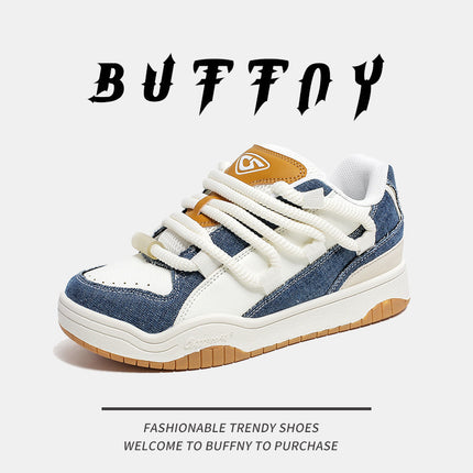 National Fashion couple shoes casual sneakers 2024 spring and summer new retro sports white shoes men's platform bread shoes