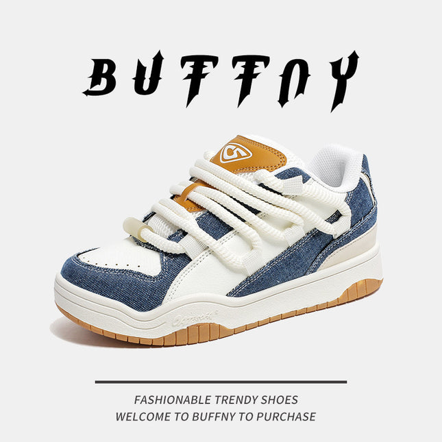 National Fashion couple shoes casual sneakers 2024 spring and summer new retro sports white shoes men's platform bread shoes