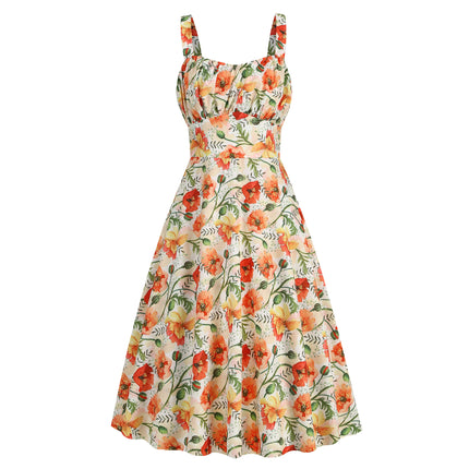 2024 Summer New Sling Dress European and American Cute Printed Women's Slim-fit Sling Dress Stage Performance Dress