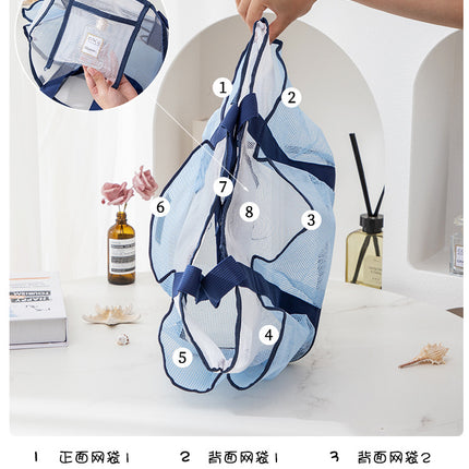 New Cosmetic Bag with Large Capacity, Hollow Design, Toiletry Beach Bag, Mesh Stitching, Travel Essential Storage Bag