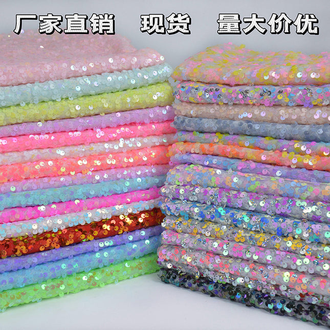 New 5mm encrypted colorful sequins fabric in stock dress DIY shoes hat stage background beads fabric wholesale