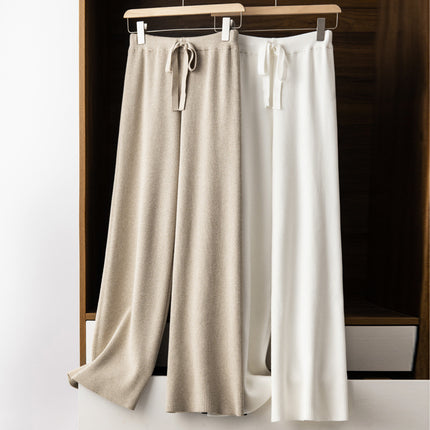 Autumn and Winter New Wool Wide Leg Pants Women's Elegant High Waist Loose Pendant Slimming Casual Pants Thickened Floor Pants