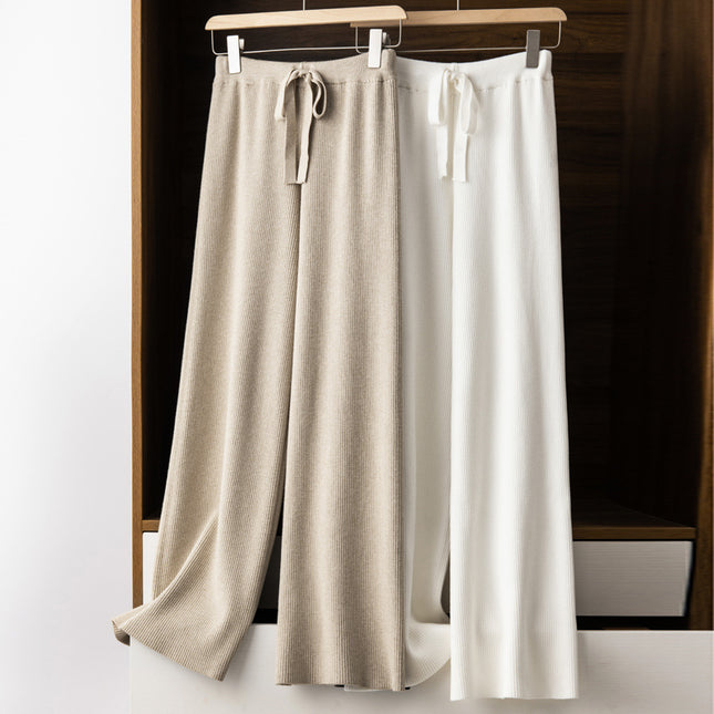 Autumn and Winter New Wool Wide Leg Pants Women's Elegant High Waist Loose Pendant Slimming Casual Pants Thickened Floor Pants