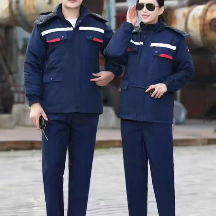 Winter thickened anti-static overalls cotton-padded clothes detachable cotton-padded jacket gas station electronics factory warm labor protection clothing wholesale