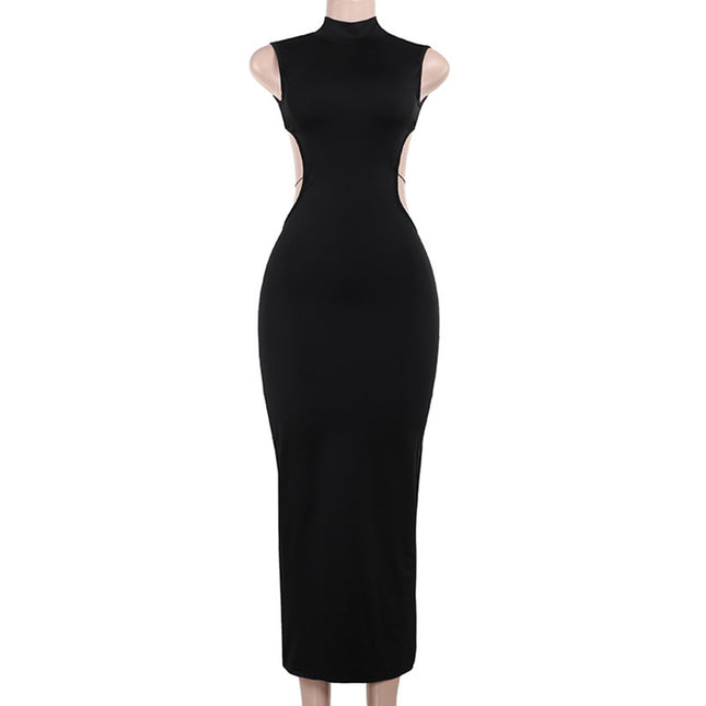 Celebrity Style Cross-Border Sexy Women's Solid Color Sleeveless Hollow-Out Backless Fashion Party Temperament Personality Dress for Women