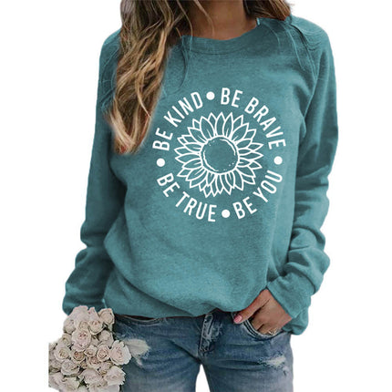 Foreign trade supply be like flower printed round neck jacket sweater European size ladies coat long sleeve cross-border autumn and winter