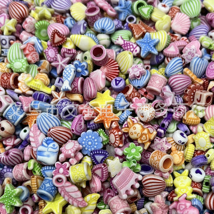 Plastic Washed Marine Series Shell Starfish Small Fish Kids Toy Beaded Bracelet Necklace Beaded Accessories Wholesale