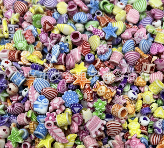 Plastic Washed Marine Series Shell Starfish Small Fish Kids Toy Beaded Bracelet Necklace Beaded Accessories Wholesale