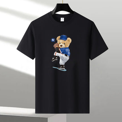 Pure Cotton Short-sleeved T-shirt Men's Loose Round Neck Summer Thin Top Clothes Loose Casual plus size Fatty Base Shirt