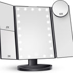 black ten-fold mirror / 22 lamp desktop three-fold mirror