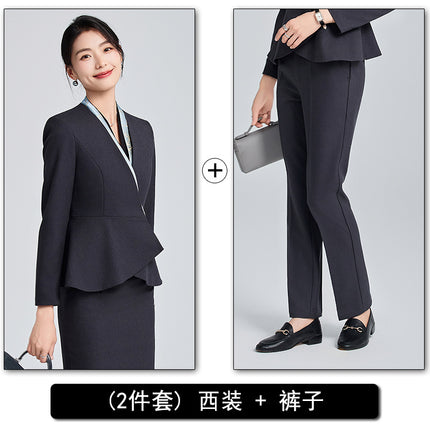 High-end Suit suit Women's Spring and Autumn High-end Temperament Professional Uniform Hotel Front Desk Tooling Beauty Salon Overalls