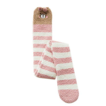 Coral fleece winter thickened socks women's Christmas socks cute cartoon home socks floor over-the-knee long women's socks ins