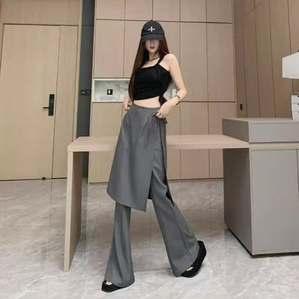 Korean Style High Waist Design Sense Dress Pants Detachable Fart Curtain Culottes Loose Wide Leg Fashionable Casual Trousers for Children