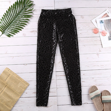 Trendy European and American Style Cropped Leggings for Women, Autumn New Elastic Animal Print Skinny Street Fashion Pants for Women
