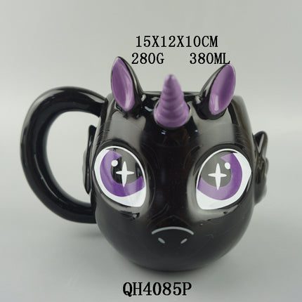 Factory Amazon popular Unicorn ceramic coffee cup funny Halloween cartoon mug student cute gift