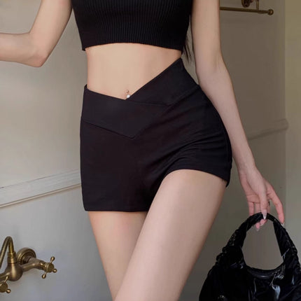 Hot Girl Cross High Waist Leggings 2025 Women's Summer New Tight Black Safety Pants Outer Shorts Hot Pants for Women