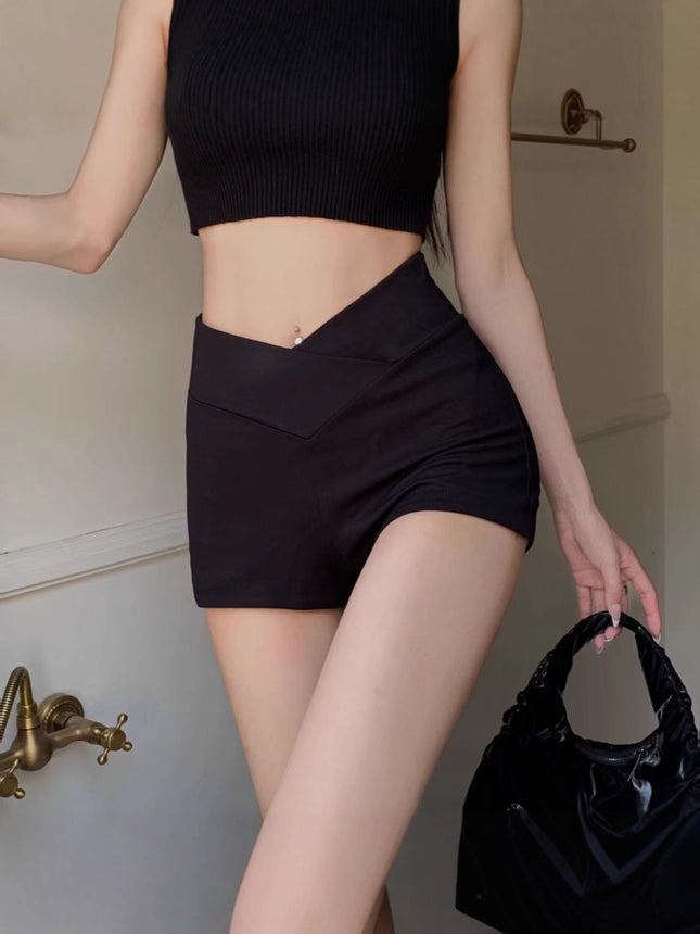 Hot Girl Cross High Waist Leggings 2025 Women's Summer New Tight Black Safety Pants Outer Shorts Hot Pants for Women