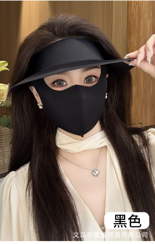 Jck's New Two-In-One Sun Protection Ice Silk Mask, Full-Face Summer Sun Protection Hat, Cycling Sun Hat, Uv Protection